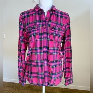 Abercrombie & Fitch 100% Cotton Madras Plaid Shirt Whimsigoth Grunge size Medium